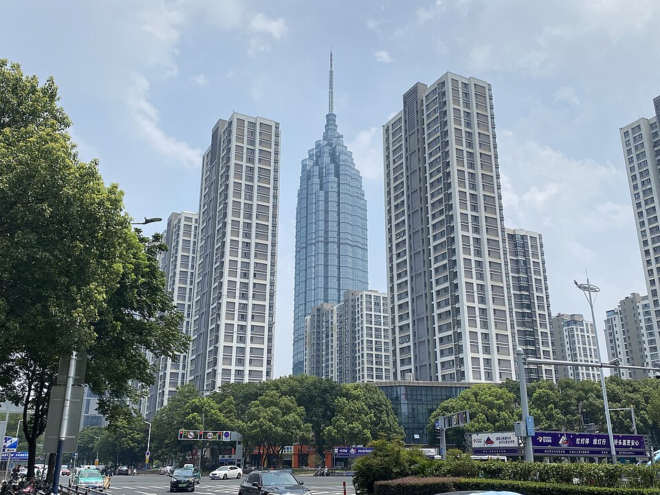 Changzhou city center skyline and urban landscape, China