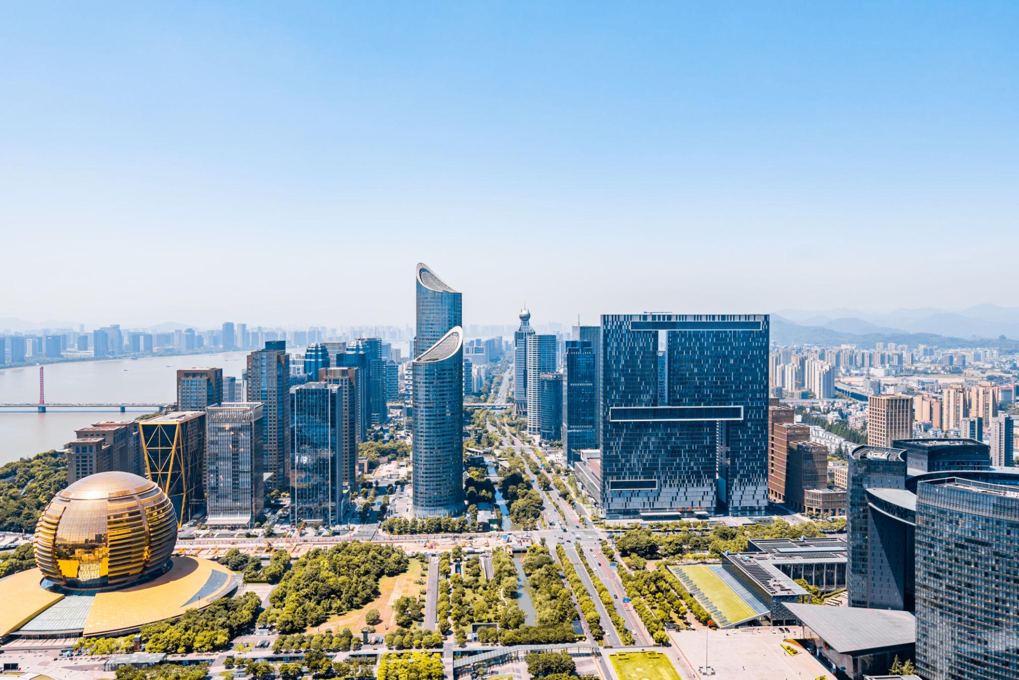 Hangzhou CBD skyline in Zhejiang, China