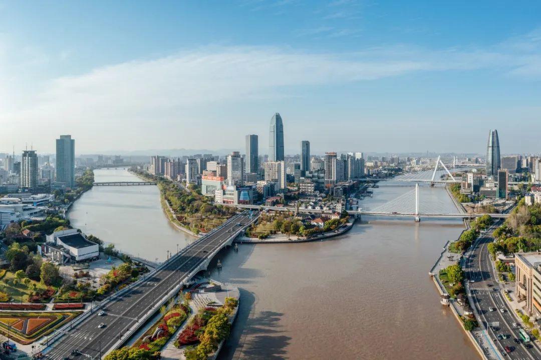 Ningbo skyline and modern waterfront city in Zhejiang China