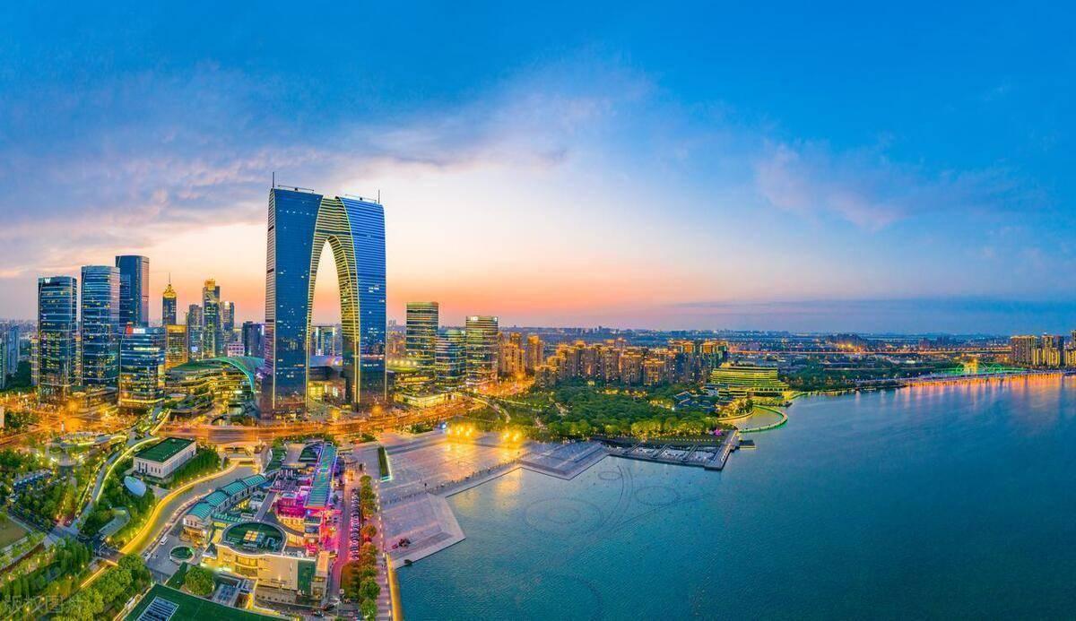 Suzhou skyline and modern business district in Jiangsu Province, China