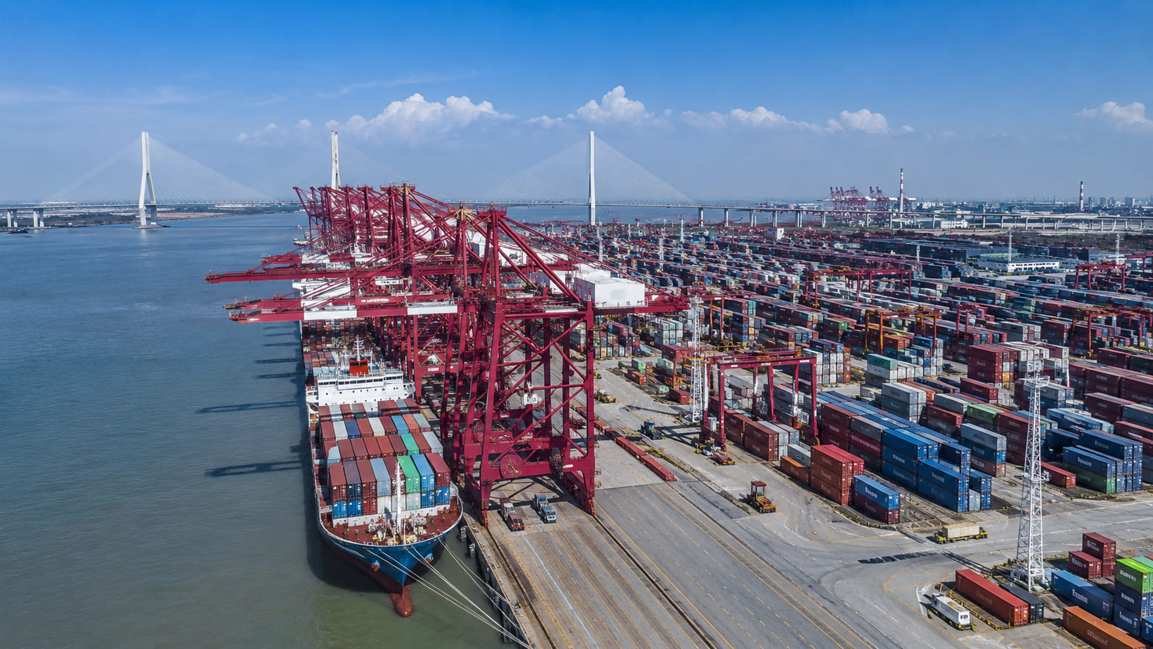 Taicang Port along the Yangtze River in Jiangsu Province, China