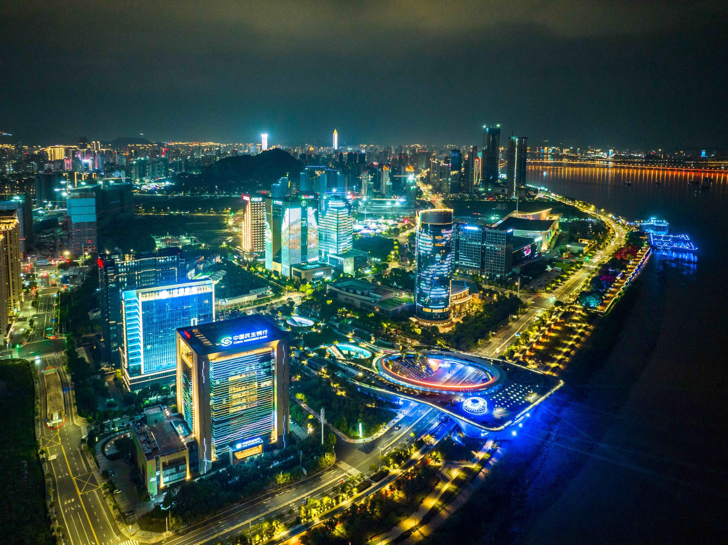 Wenzhou CBD skyline in Zhejiang, China