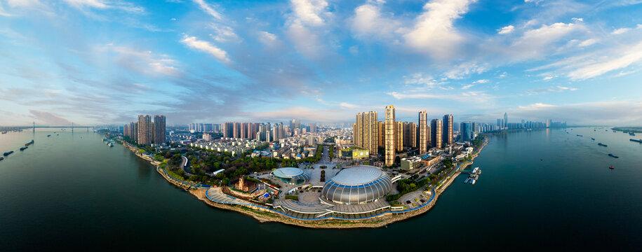 Wuhu city skyline and modern business district in Anhui, China