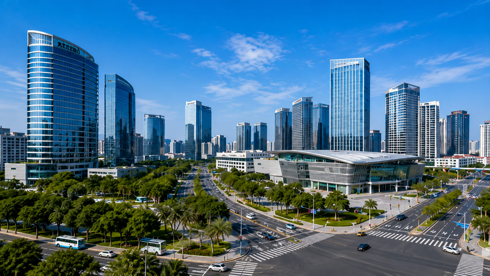 Modern business district in Xiamen, Fujian Province, China