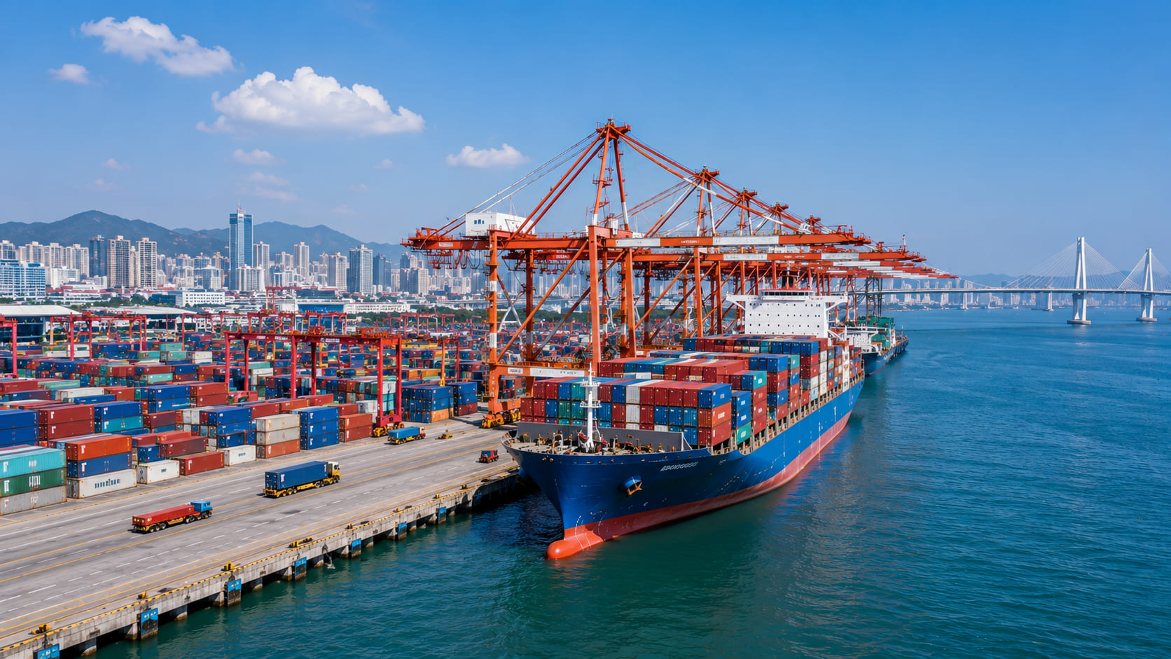 Xiamen Port international container terminal in Fujian Province, China