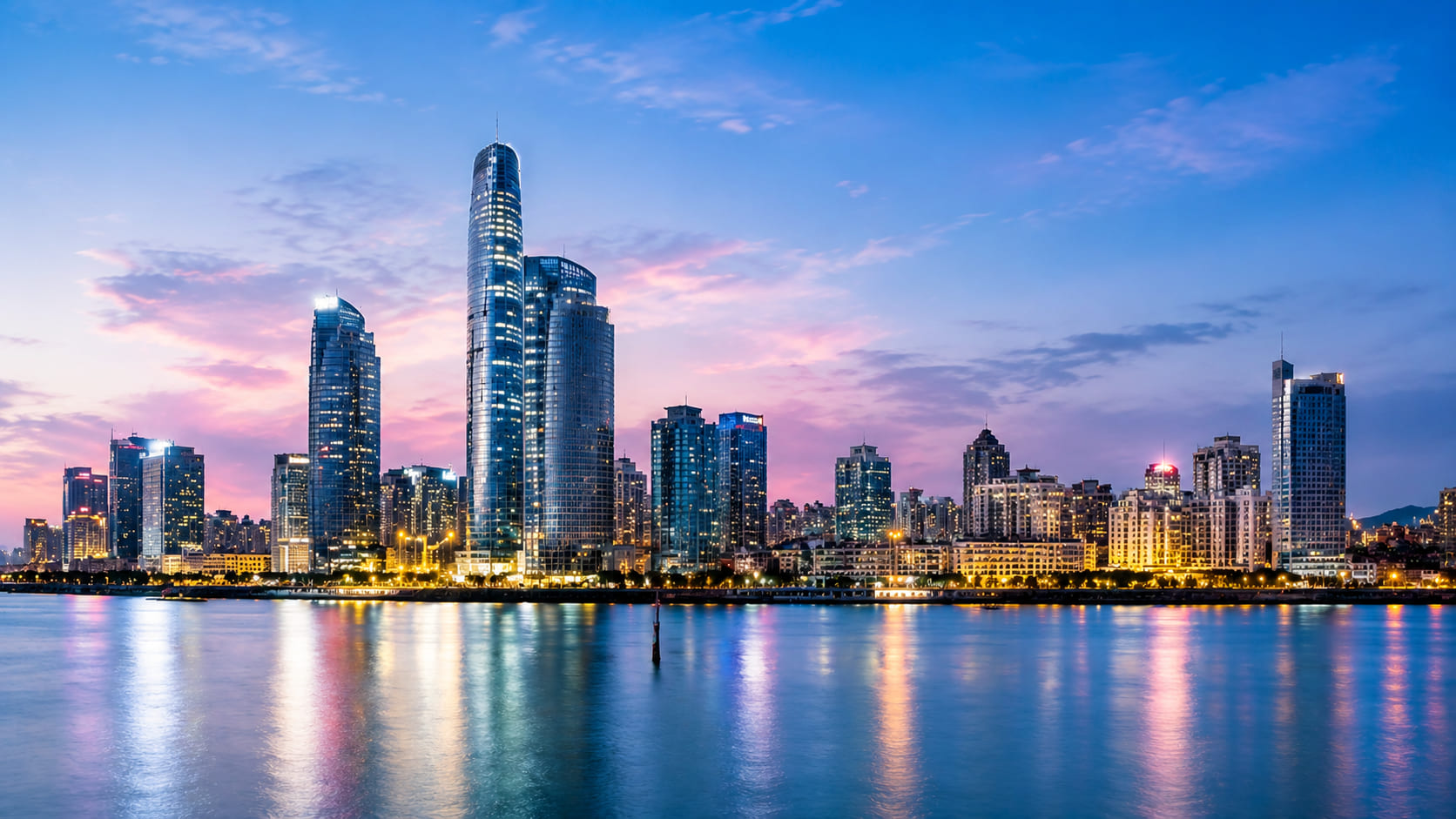 Modern skyline of Xiamen, Fujian Province, China
