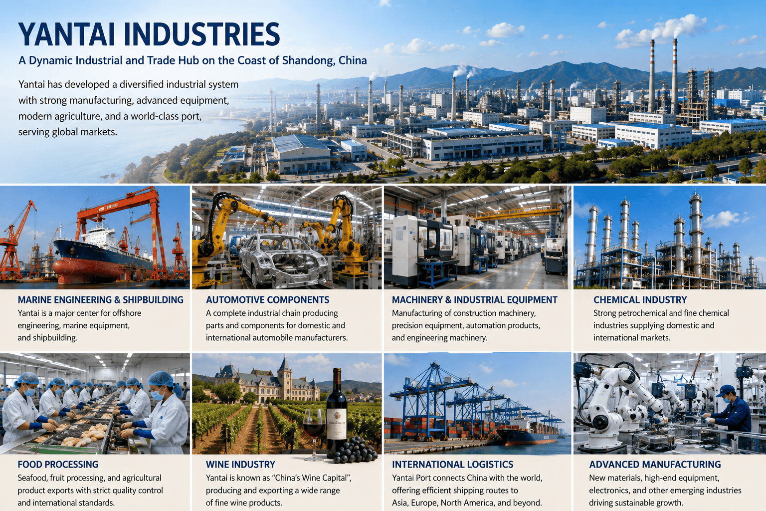 Yantai Port international logistics and manufacturing