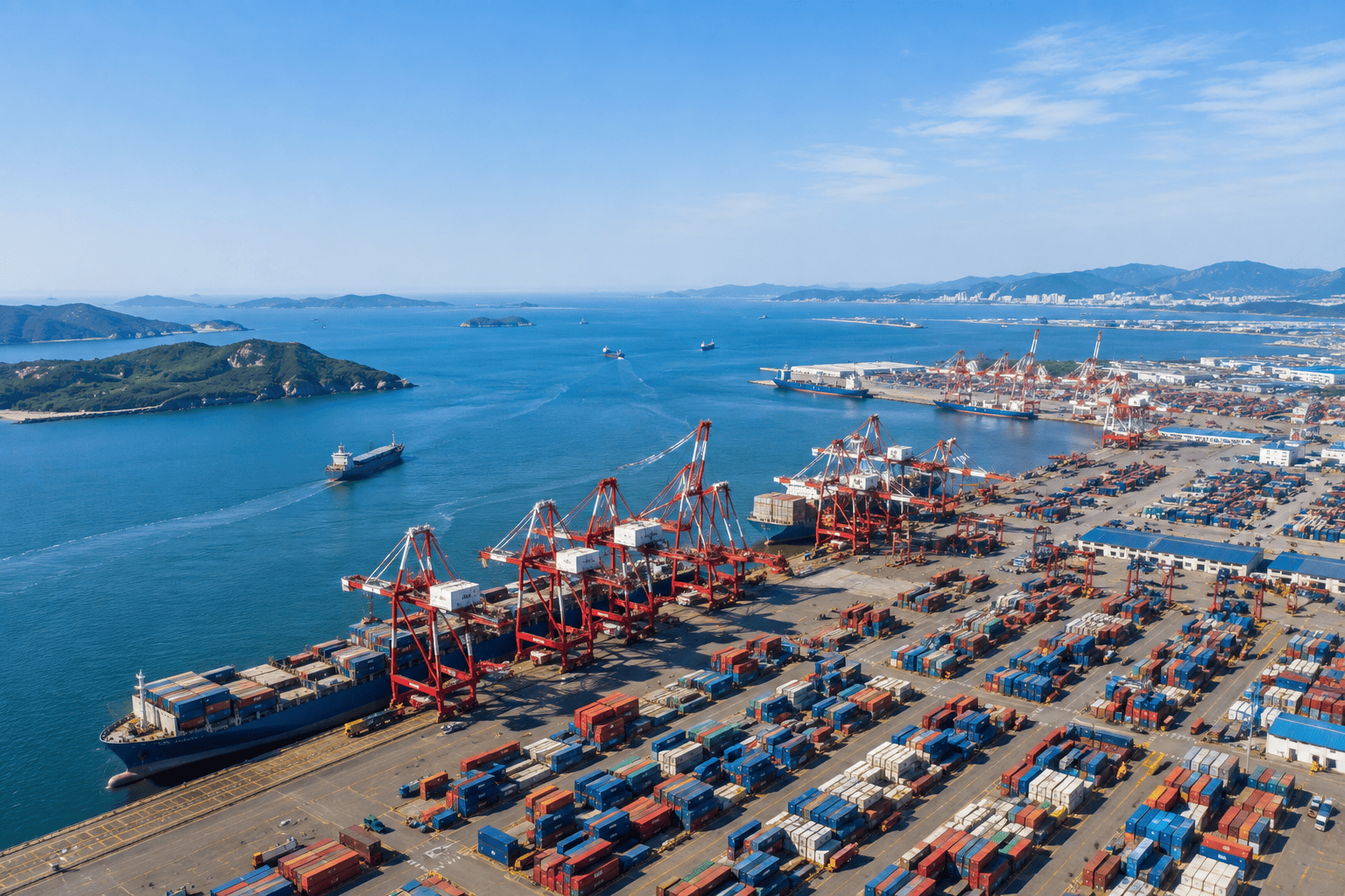 Yantai Port international logistics and manufacturing